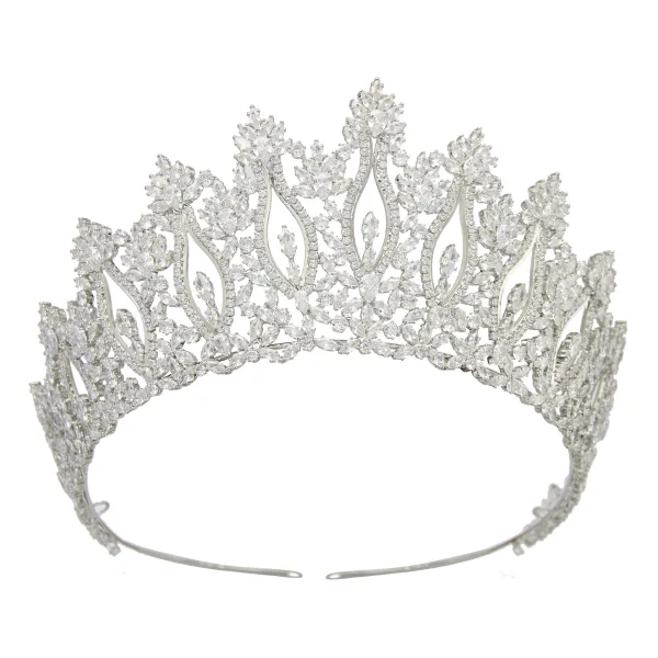 Bling Bling Srebrny Cyrkon Ślub Tiara Ozdoby Do Włosów Ślubne 2024 Akcesoria Stop