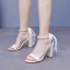 Elegante Weiß Perle Knöchelriemen Sandalen Damen 2025 9 cm Thick Heels Peeptoes Hochzeit Sandaletten Hochhackige