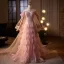 Luxus / Herrlich Rosa Handgefertigt Perlenstickerei Pailletten Strass Ballkleider 2025 A Linie Off Shoulder Kurze Ärmel Sweep / Pinsel Zug Ball Festliche Kleider
