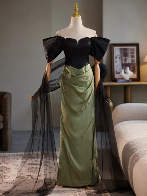 Mode Armée Verte Robe De Bal 2024 Robe Boule De L Épaule Manches Courtes Dos Nu Longue Promo Robe De Ceremonie