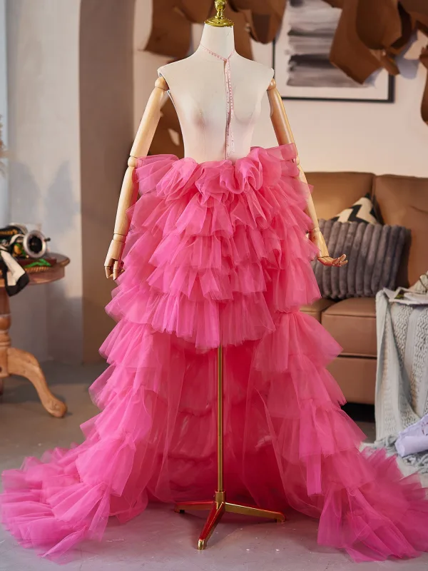Chic / Beautiful Fuchsia Handmade Cascading Ruffles Prom Shawls 2025