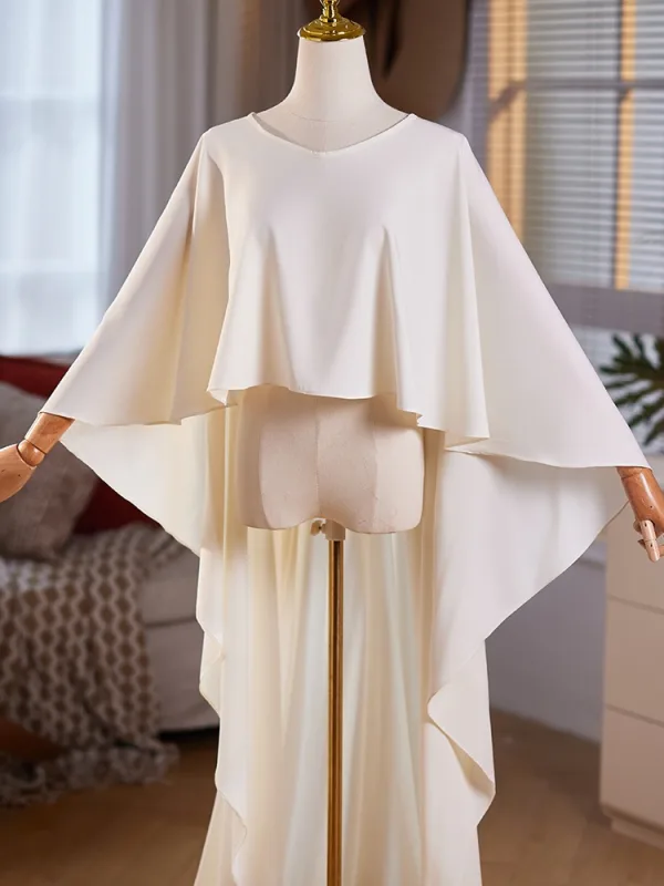 Vintage / Retro Ivory Scoop Neck Long Sleeve Prom shawl 2025
