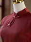 Vintage / Retro Burgundy Evening Party Cheongsam 2025 A-Line / Princess High Neck Short Sleeve Floor-Length / Long