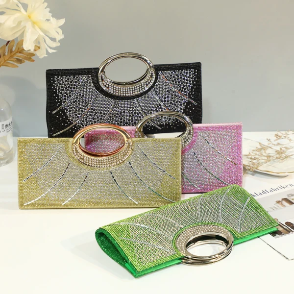 Scintillantes Vert Faux Diamant Soirée Pochette 2023