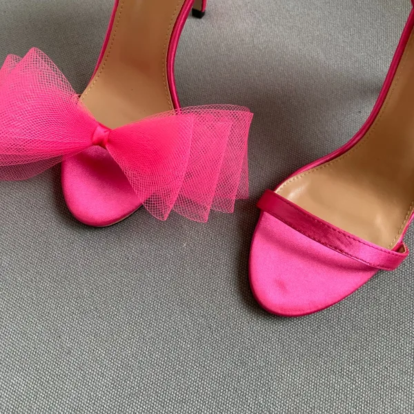 Sexy Blanche Promo Sandales Femme 2022 Bride Cheville Noeud 10 cm Talons Aiguilles Peep Toes / Bout Ouvert Sandales Talons Hauts