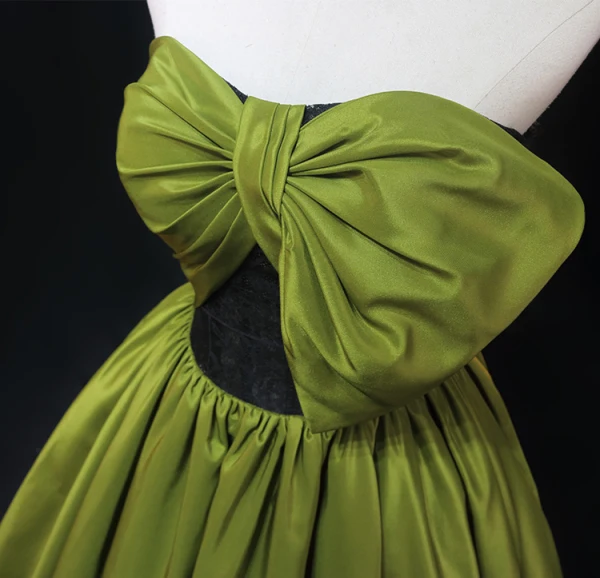 Fashion Clover Green Prom Dresses 2024 Ball Gown Strapless Bow Sleeveless Backless Floor-Length / Long Formal Dresses
