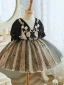 Chic / Beautiful Black Lace Flower Printing Short Birthday Flower Girl Dresses 2023 Ball Gown Scoop Neck Short Sleeve Backless Tulle