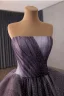 Sparkly High-end Purple Cascading Ruffles Star Sequins Prom Dresses 2026 Ball Gown Strapless Sleeveless Backless Chapel Train Formal Dresses