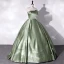 Vintage / Retro Chic / Beautiful Sage Green Satin Prom Dresses 2022 Ball Gown Strapless Sleeveless Backless Floor-Length / Long Prom Formal Dresses