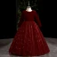 Vintage / Retro Navy Blue Suede Prom Flower Girl Dresses 2022 Ball Gown Scoop Neck Sequins Long Sleeve Floor-Length / Long Flower Girl Dresses