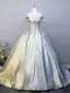 Klassisch Silber Glanz Ballkleider 2025 Ballkleid Rüschen Off Shoulder Kurze Ärmel Rückenfreies Lange Ball Festliche Kleider