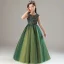 Vintage / Retro Dark Green Sequins Flower Girl Dresses 2022 A-Line / Princess Scoop Neck Sleeveless Prom Floor-Length / Long Flower Girl Dresses