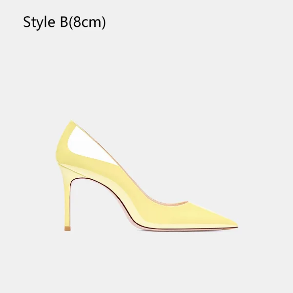 Schöne Gelb OL Büro Lackleder Pumps Hochhackige 2026 10 cm Stilettos Spitzschuh Pumps