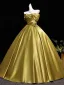 Vintage Gold Ballkleider 2026 Ballkleid Bandeau Ärmellos Rückenfreies Lange Festliche Kleider