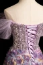 Lovely Lavender Beading Sequins Appliques Prom Dresses 2024 A-Line / Princess Off-The-Shoulder Sleeveless Backless Floor-Length / Long Prom Formal Dresses
