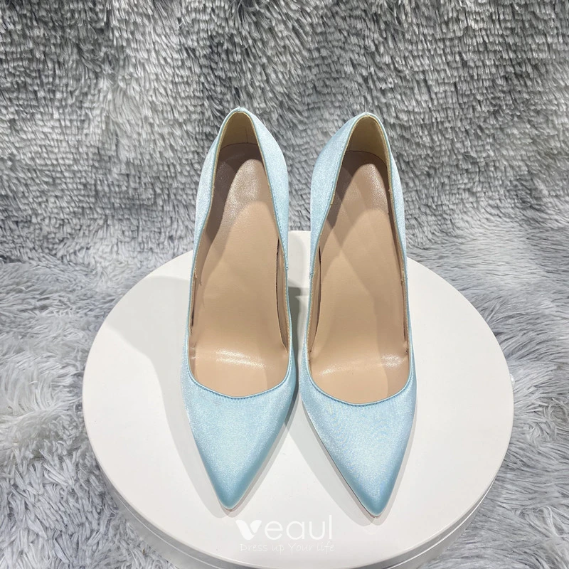 Solo Soprani ellegant blue pumps whit svarovski cyistals decoration shops italyan artiganal made perfect condision high hell clasic fasion