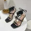 Sexy Blanche Soirée Sandales Femme 2022 Bride Cheville Faux Diamant T-Strap 11 cm Talons Aiguilles Peep Toes / Bout Ouvert Sandales Talons Hauts