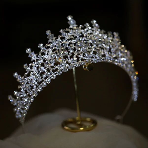Elegante Zilveren Rhinestone Huwelijk Tiara Bruids Haaraccessoires 2022 Zirkonium Legering