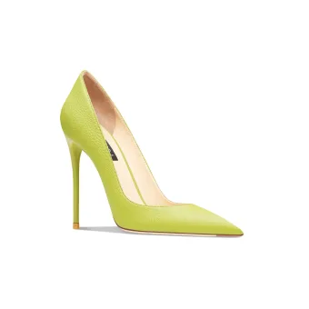 Fashion Sage Green Office Ol Leather Pumps 2025 10 Cm Stiletto Heels Pointed Toe Pumps High Heels