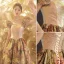 Vintage / Retro Fancy Gold Printing Prom Dresses 2023 A-Line / Princess Square Neckline Puffy Short Sleeve Backless Floor-Length / Long Prom Formal Dresses