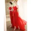 Inhabituel Rouge Combinaison Robe De Soirée 2022 Bustier Sans Manches Dos Nu Train De Balayage Soirée