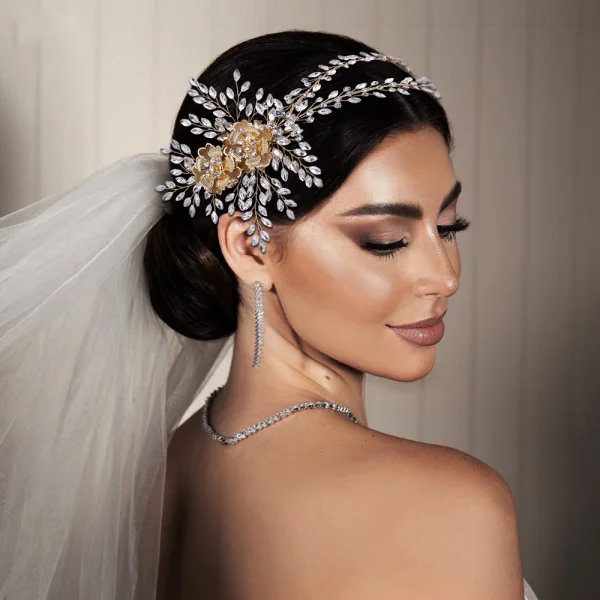 Vintage / Originale Argenté Fait main Alliage Faux Diamant Mariage Accessoire Cheveux Mariage 2023