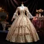 Vintage / Retro Medieval Champagne Lace Flower Ruffle Prom Dresses 2025 Ball Gown Square Neckline Bat Sleeve Backless Floor-Length / Long Formal Dresses