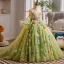Flower Fairy Sage Green Multi-Colors Appliques Birthday Flower Girl Dresses 2025 Ball Gown Spaghetti Straps Sleeveless Backless Sweep Train