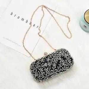 Mode Clutch Tasche Schwarz Perlenstickerei Perle Strass Handgefertigt Polyester Abend 2023 Clutch Tasche