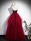 Chic / Beautiful Burgundy Prom Dresses 2023 A-Line / Princess Strapless Sleeveless Backless Bow Sash Floor-Length / Long Prom Formal Dresses