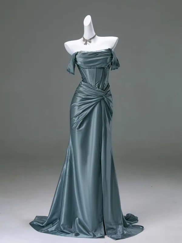 High-end Burgundy Evening Dresses 2025 Trumpet / Mermaid Strapless Sleeveless Backless Sweep Train Evening Party Formal Dresses