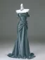 High-end Burgundy Evening Dresses 2025 Trumpet / Mermaid Strapless Sleeveless Backless Sweep Train Evening Party Formal Dresses