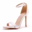 Sexy Blanche Été Soirée Sandales Femme 2023 Bride Cheville 10 cm Talons Aiguilles Peep Toes / Bout Ouvert Sandales Talons Hauts