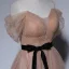 Chic / Beautiful Tan Spotted Prom Dresses 2022 A-Line / Princess Off-The-Shoulder Short Sleeve Backless Sash Bow Floor-Length / Long Formal Dresses