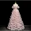 Flower Fairy Blushing Pink Handmade  Beading Pearl Rhinestone Appliques Prom Dresses 2025 Ball Gown Off-The-Shoulder Short Sleeve Backless Floor-Length / Long Formal Dresses