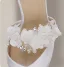 Elegant White Satin Pearl Flower Wedding Shoes 2024 10 cm Stiletto Heels Pointed Toe Wedding Sandals High Heels