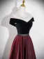 Vintage / Originale Bordeaux Faux Diamant Robe De Bal 2026 De l'épaule Princesse Manches Courtes Dos Nu