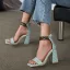 Sexy Braun Abend Sandalen Damen 2022 Metall Knöchelriemen 10 cm Thick Heels Peeptoes Sandaletten Hochhackige