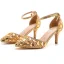 Charmant Doré Soirée Cristal Sandales Femme 2023 Bride Cheville Faux Diamant 5 cm Talons Aiguilles À Bout Pointu Sandales Talons Hauts