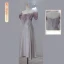 Modest / Simple Blushing Pink Satin Bridesmaid Dresses 2023 A-Line / Princess Off-The-Shoulder Sleeveless Backless Pearl Bow Sash Tea-length Bridesmaid Dresses