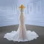 Luxury / Gorgeous Ivory Pearl Tassel Sequins Wedding Dresses 2022 Trumpet / Mermaid Scoop Neck Sleeveless Sweep Train Wedding
