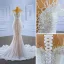Luxury / Gorgeous Ivory Pearl Tassel Sequins Wedding Dresses 2022 Trumpet / Mermaid Scoop Neck Sleeveless Sweep Train Wedding