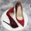 Unusual Burgundy Gradient-Color Rivet Evening Party Pumps 2022 12 cm Stiletto Heels Pointed Toe Pumps High Heels