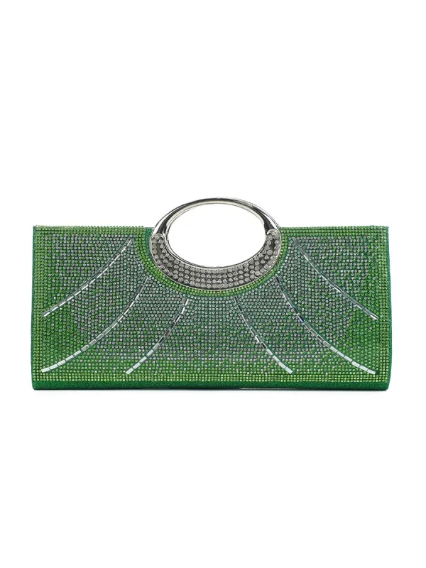 Scintillantes Vert Faux Diamant Soirée Pochette 2023