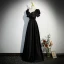 Élégant Noire Satin Perle Robe De Soirée 2023 Princesse Encolure Carrée Manches Courtes Dos Nu Longue Promo Robe De Ceremonie