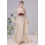Sexy Champagne Sequins Evening Dresses 2023 Trumpet / Mermaid Strapless Bow Sleeveless Backless Floor-Length / Long Evening Party Formal Dresses