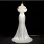Chic / Belle Blanche Fendue devant Robe De Bal 2024 Trompette / Sirène Bustier Sans Manches Dos Nu Train De Balayage Promo Robe De Ceremonie