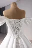 High-end Elegant White Lace Satin Wedding Dresses 2024 Ball Gown Off-The-Shoulder Sleeveless Court Train Prom