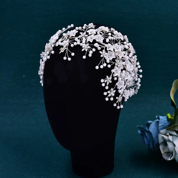Sjarmerende Hvit Perle Rhinestone Legering Bryllup Har Tilbehor 2024