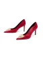 Chinese style Red Pearl Rhinestone Wedding Shoes 2026 Leather 8 cm Stiletto Heels Pointed Toe Wedding Pumps High Heels